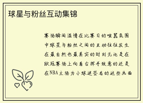 球星与粉丝互动集锦
